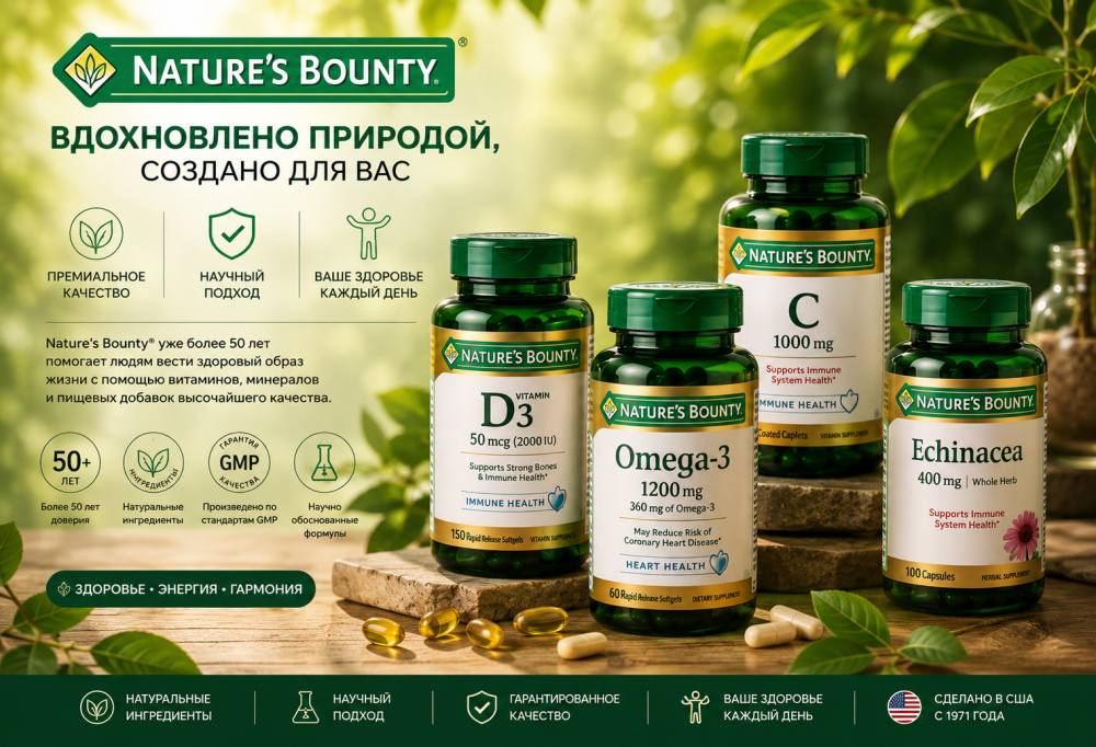 Скидка 20% на NATURES'S BOUNTY из ассортимента 
