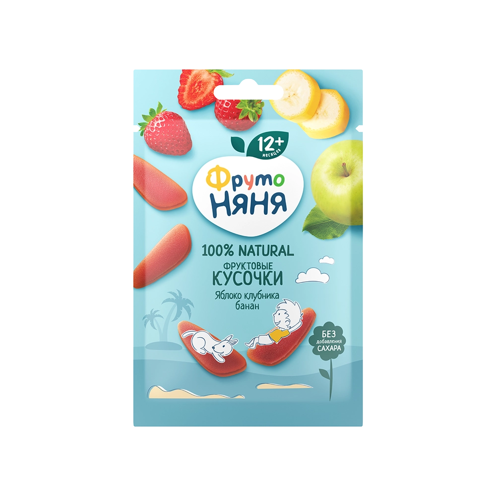 ФРУКТОВЫЕ КУСОЧКИ ФРУТО НЯНЯ ЯБЛОКО КЛУБНИКА БАНАН 15ГР