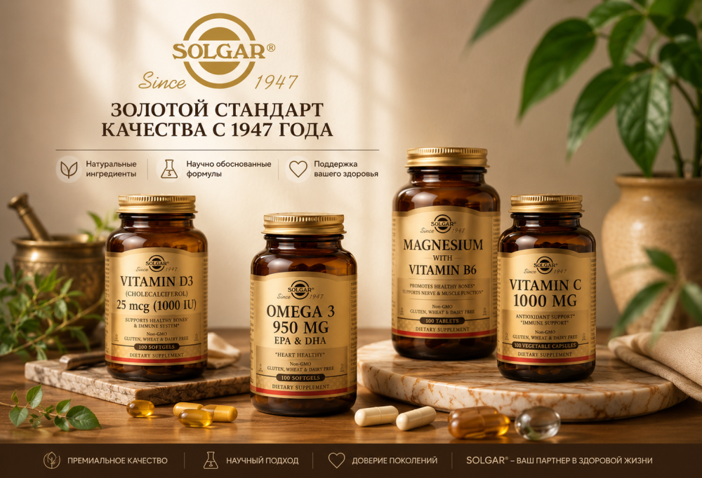 Скидка 15% на витамины Солгар из списка 