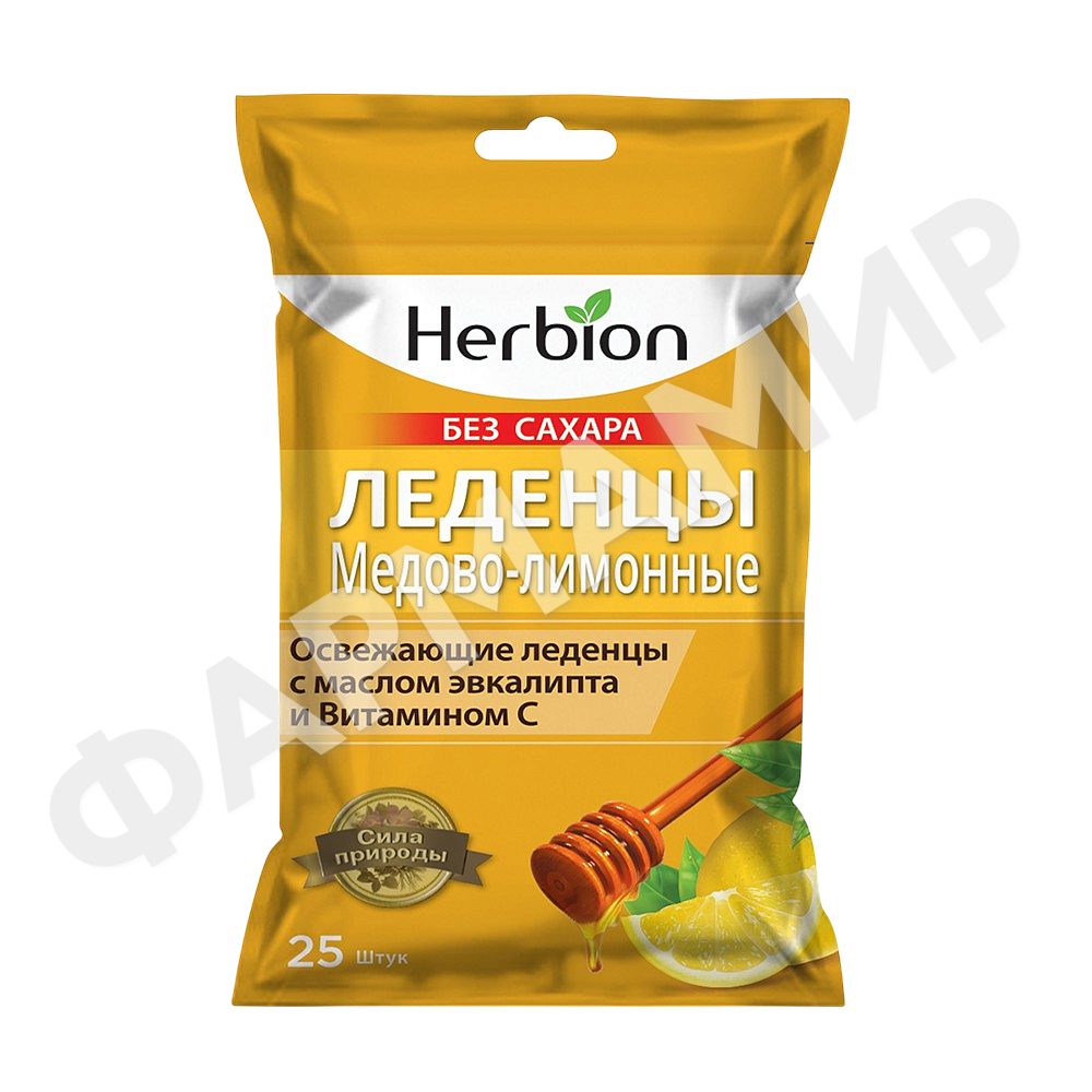 ЛЕДЕНЦЫ ХЕРБИОН МЕД ЛИМОН БЕЗ САХАРА №25