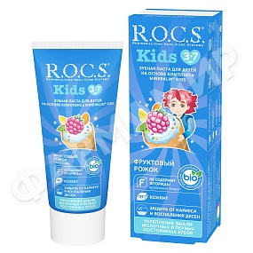 ПАСТА ЗУБНАЯ Д/ДЕТЕЙ ROCS (РОКС) ФРУКТОВЫЙ РОЖОК (БЕЗ ФТОРА) 45ГР