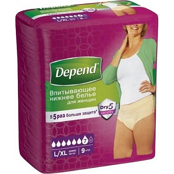 ПОДГУЗНИКИ-ТРУСИКИ УРОЛОГИЧЕСКИЕ DEP PANTS (ДИП ПЭНТС) L/XL №9 ЖЕН