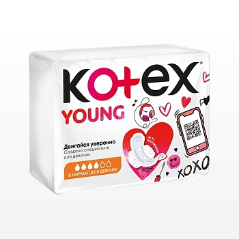 ПРОКЛАДКИ KOTEX (КОТЕКС) YOYNG NORMAL 4К 10ШТ (СЕТОЧКА)