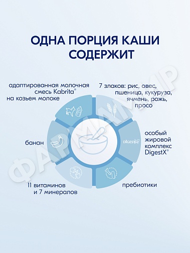 КАША МОЛОЧНАЯ KABRITA (КАБРИТА) 7 ЗЛАКОВ С БАНАНОМС 6 МЕС 180ГР