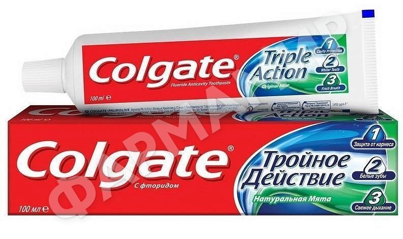 ПАСТА ЗУБНАЯ COLGATE (КОЛГЕЙТ) TRIPLE ACTION (ТРОЙНОЕ ДЕЙСТВИЕ) 100МЛ