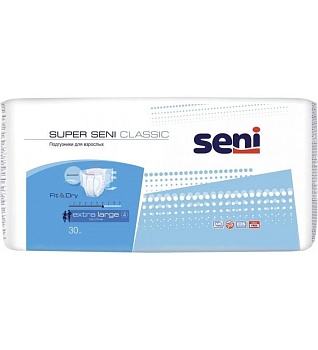 ПОДГУЗНИКИ УРОЛОГИЧЕСКИЕ SENI (СЭНИ) SUPER EXTRA LARGE 4 №30