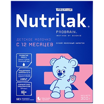СМЕСЬ МОЛОЧНАЯ NUTRILAK (НУТРИЛАК) PREMIUM №3 ДЕТСКОЕ МОЛОЧКО C 12 МЕС 300ГР