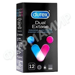 ПРЕЗЕРВАТИВЫ DUREX (ДЮРЕКС) DUAL EXTASE РЕЛЬЕФНЫЕ С АНЕСТЕТИКОМ №12