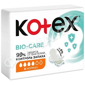 ПРОКЛАДКИ KOTEX (КОТЕКС) BIO-CARE ЗАЩИТАОТ БАКТЕРИЙ 8ШТ