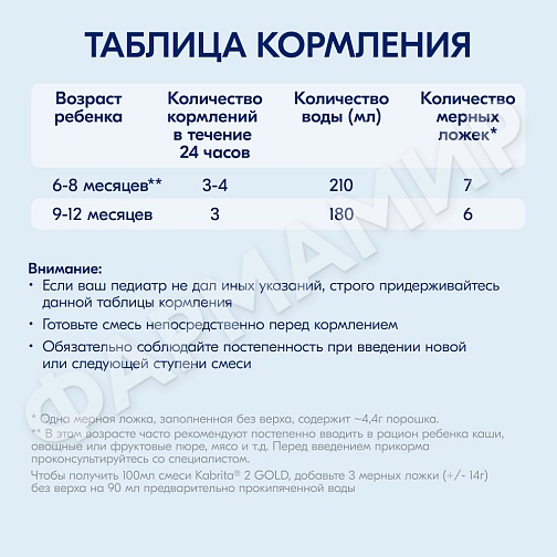 СМЕСЬ МОЛОЧНАЯ KABRITA (КАБРИТА) ПОСЛЕДУЮЩАЯ АДАПТИРОВАННАЯ GOLD 2 400ГР