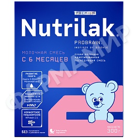 СМЕСЬ МОЛОЧНАЯ NUTRILAK (НУТРИЛАК) PREMIUM №2 C 6 ДО 12 МЕС 300ГР