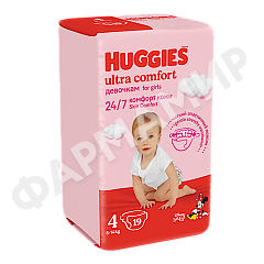 ПОДГУЗНИКИ HUGGIES (ХАГГИС) ULTRA COMFORT COVN 4 №19 (ДЕВОЧКА)