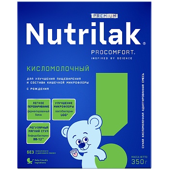 СМЕСЬ МОЛОЧНАЯ NUTRILAK (НУТРИЛАК) КИСЛОМОЛОЧНЫЙ 350ГР