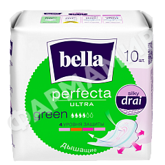 ПРОКЛАДКИ BELLA (БЕЛЛА) PERFECTA GREEN БЕЛАЯ СЕРИЯ10ШТ