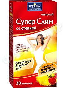СУПЕР СЛИМ ФИТОЧАЙ №30 СО СТЕВИЕЙ АНАНАС И ЗЕМЛЯНИКА