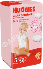 ПОДГУЗНИКИ HUGGIES (ХАГГИС) ULTRA COMFORT COVN 5 №15 (ДЕВОЧКА)